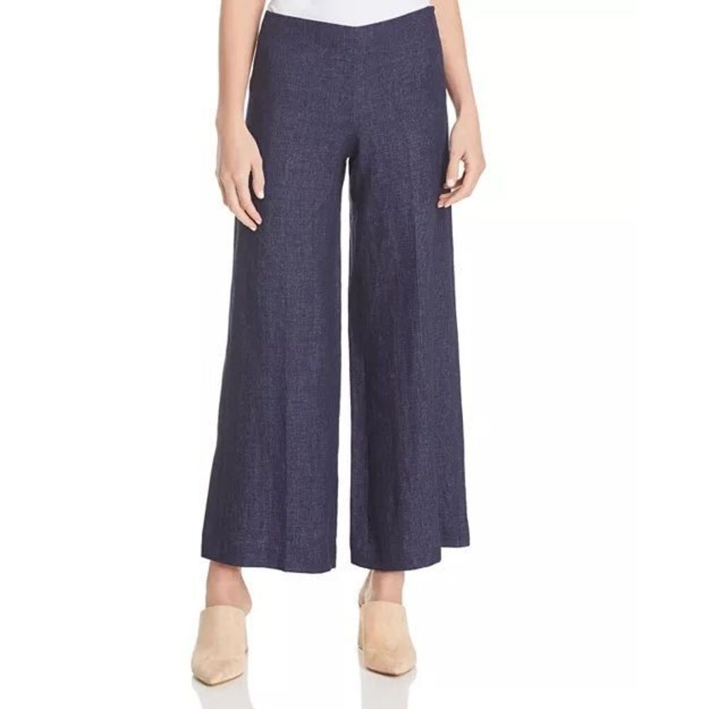 Theory Terena B Wide-Leg Linen Pants size 0 minimalist natural fiber nautical
